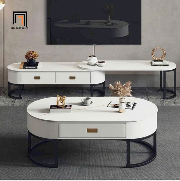 bàn sofa mặt đá hình oval, bàn trà phòng khách gia đình sang trọng 1m x 50