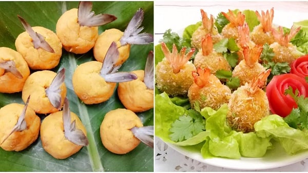 khoai lang bọc tôm chiên giòn