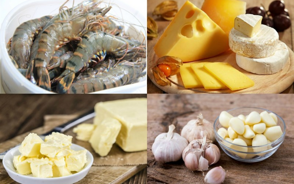 Nguyên liệu làm món tôm sú nướng phô mai