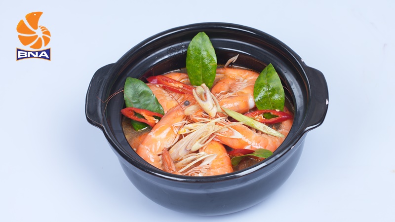 tôm thẻ hấp thái