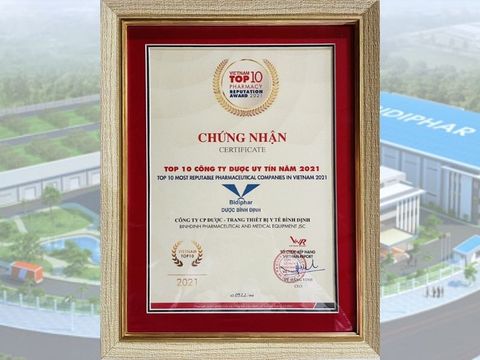 Bidiphar giữ vững top 10 công ty dược uy tín 2021