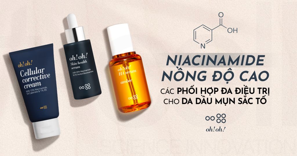 NIACINAMIDE - CÁC PHỐI HỢP ĐA ĐIỀU TRỊ CHO DA DẦU MỤN SẮC TỐ