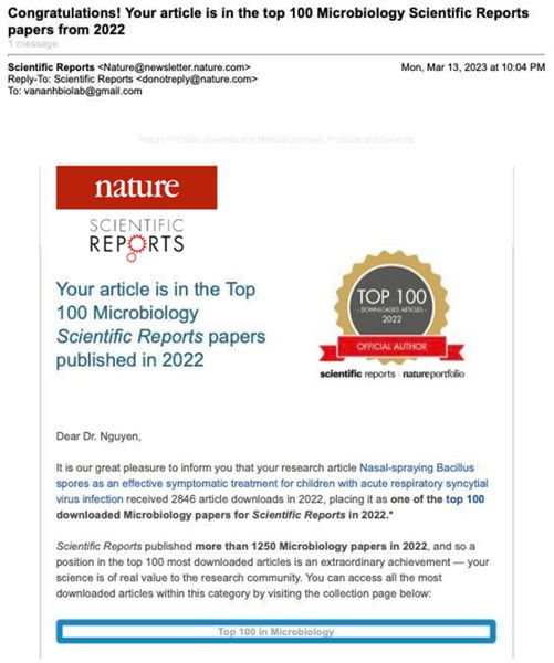 LiveSpo NAVAX: Tự hào lọt TOP 100 báo cáo nghiên cứu khoa học nhiều người đọc nhất trên Nature Scientific Report