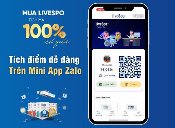 Khách hàng đổi quà thuận tiện trên mini app của LiveSpo