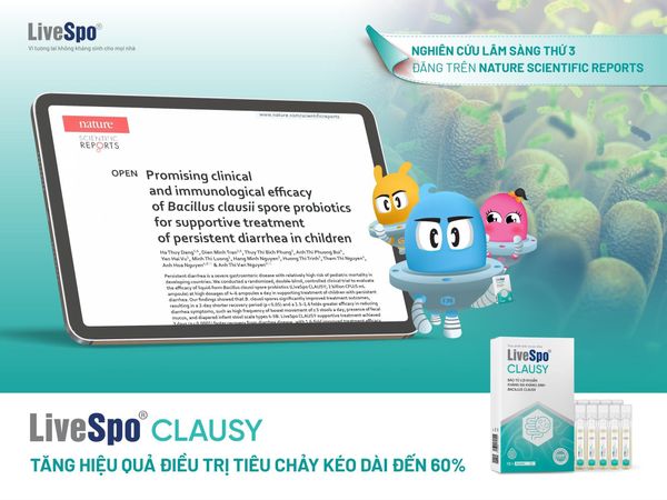 NGHIÊN CỨU LIVESPO CLAUSY ĐĂNG TRÊN NATURE SCIENTIFIC REPORTS: TĂNG 60% HIỆU QUẢ ĐIỀU TRỊ TIÊU CHẢY KÉO DÀI