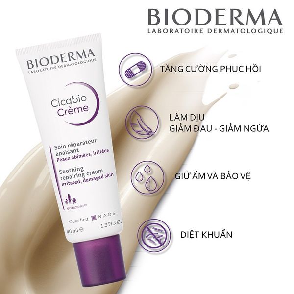Kem dưỡng ẩm phục hồi và làm dịu làn da tổn thương Bioderma Cicabio Cream  40ml | Lala Cosmetics - Thiên đường mỹ phẩm