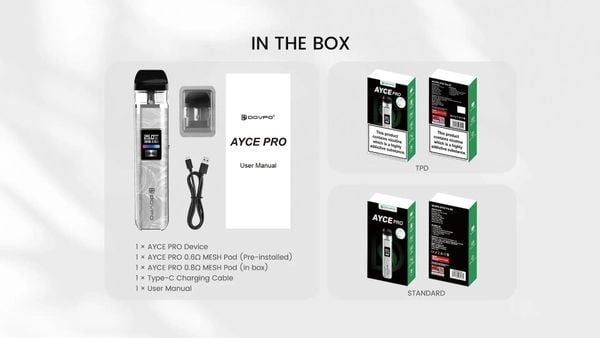 Bộ sản phẩm Dovpo Ayce Pro Pod System bao gồm