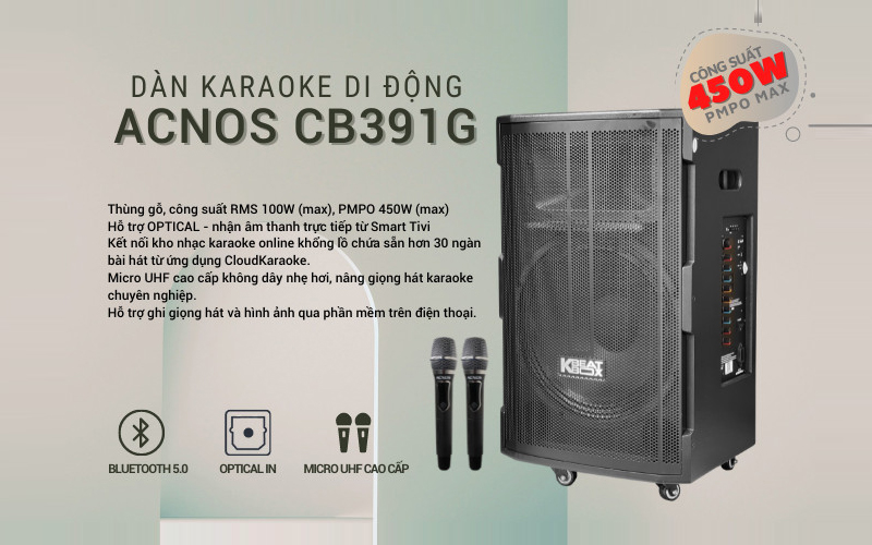 loa kéo karaoke acnos cb391g tính năng nổi bật
