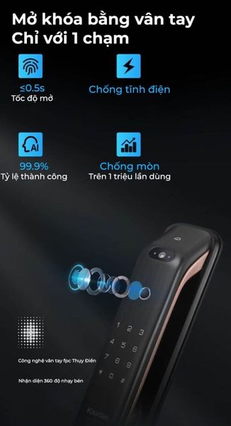Khoá cửa Kaadas K20-F điện tử thông minh mở khoá gương mặt