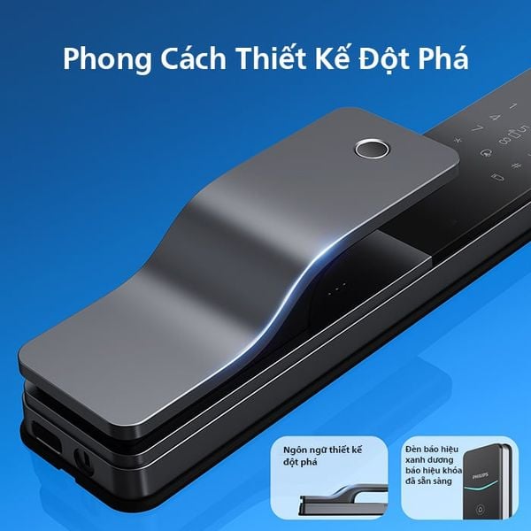 Khóa cửa Philips DDL801-5HBS điện tử thông minh kéo đẩy hiện đại