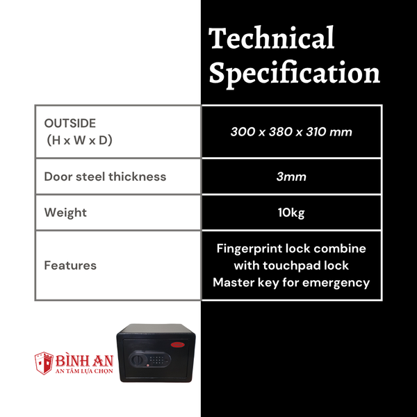 Két Sắt NAGA BG-300 Khoá Vân Tay Thông Minh Mini