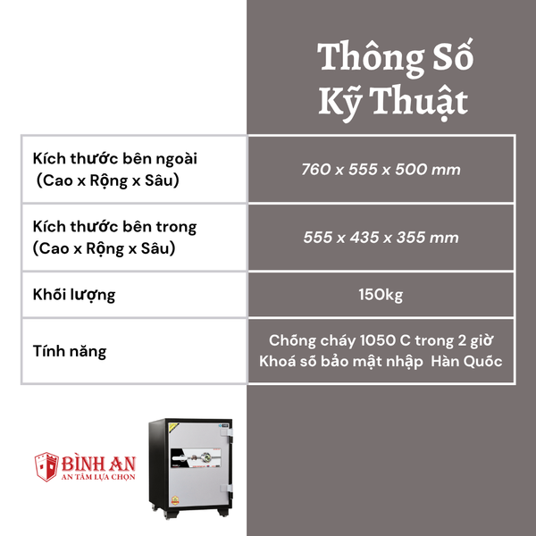 Két Sắt Solid Safe SLS-76, 150kg, (C/E) Chống Trộm Hàn Quốc
