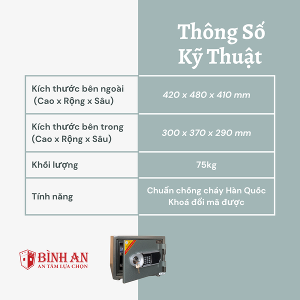 Két sắt TRULY TL-42 (75kg) An Toàn Bảo Mật Chống Cháy