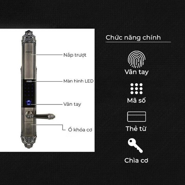 Khoá cửa Kaadas 6002 điện tử thông minh tân cổ điển