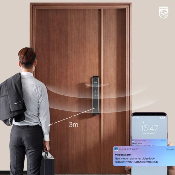 Khóa cửa Philips DDL702-1HWS thông minh chuông hình trên khoá