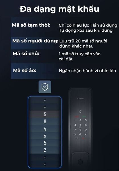 Khoá cửa Kaadas Q3 điện tử thông minh vân tay