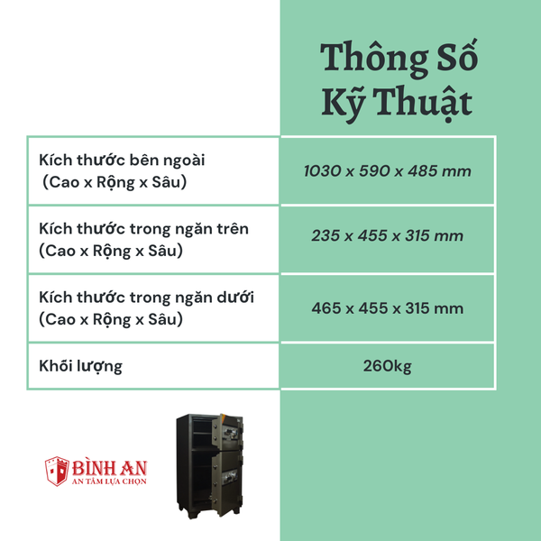 Két Sắt 2 Tầng TRULY TO-1C (260kg) Khoá Cơ Chống Cháy 1050 độ C