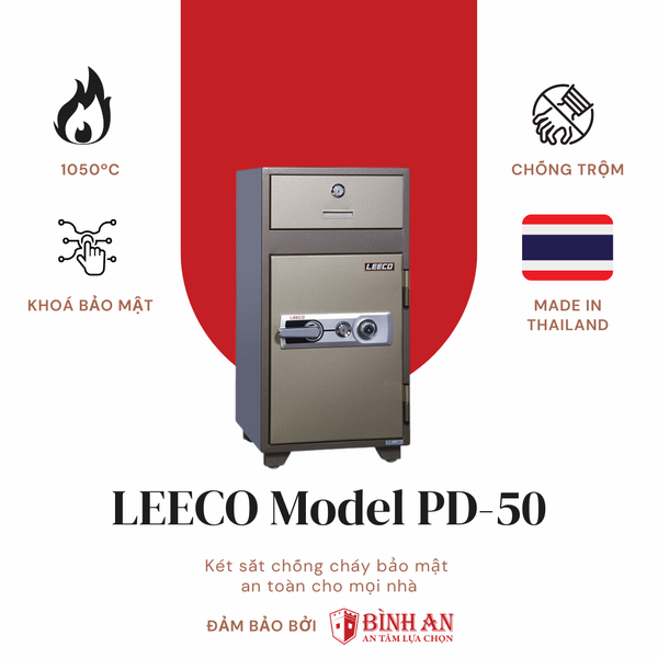 Két Sắt LEECO PD-50 (130kg) Két Tiền Thu Ngân Bán Hàng - ảnh 1