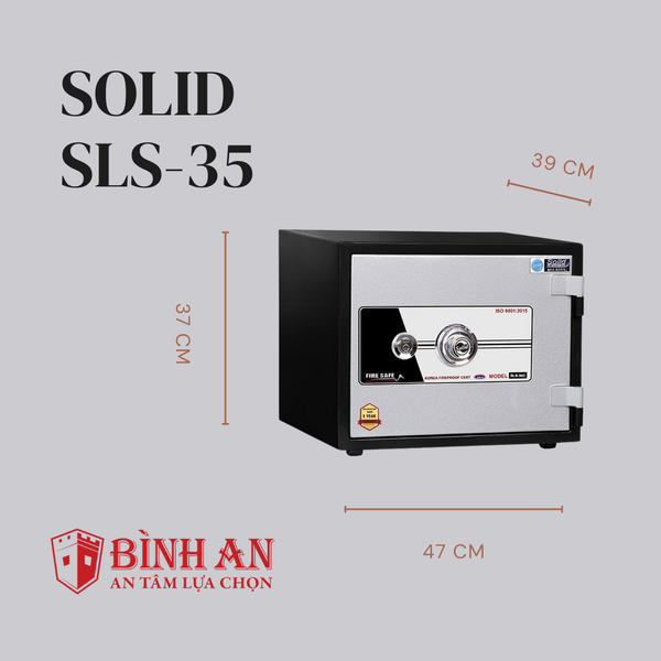 Két Sắt Solid SLS-35 (60kg) Khóa Điện Tử Chìa Từ Hàn Quốc