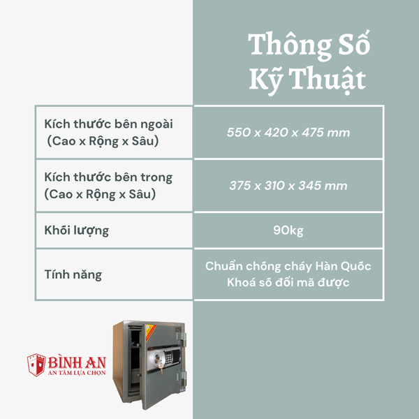 Két sắt TRULY TL-50 (85kg) An Toàn Bảo Mật Chống Cháy