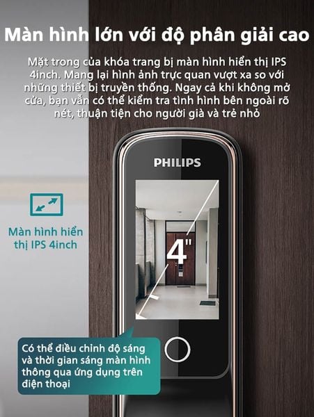 Khóa Cửa Philips DDL709-7HWS Điện Tử Thông Minh Vân Tay