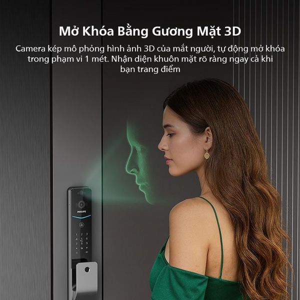 Khóa cửa Philips DDL720 - FVP - 7HWS điện tử thông minh nhận diện khuôn mặt