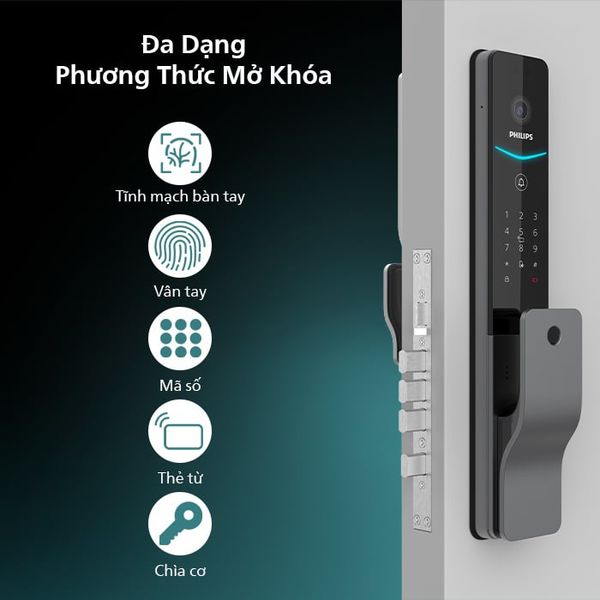 Khóa cửa Philips DDL720-MVP điện tử thông minh tĩnh mạch lòng bàn tay