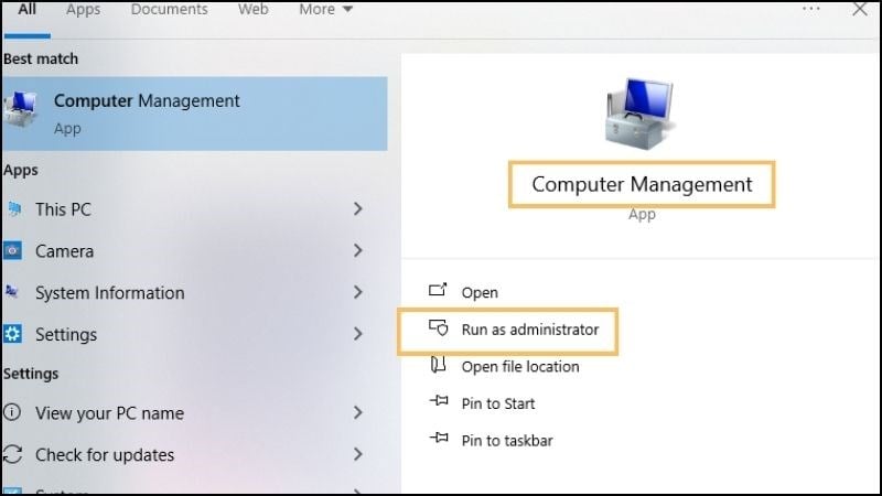 Tìm kiếm Computer Management