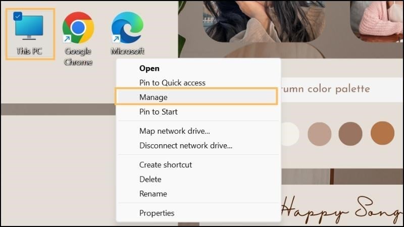 Chọn Manage từ This PC