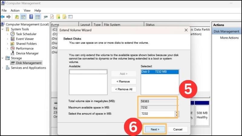 Nhập dung lượng mở rộng