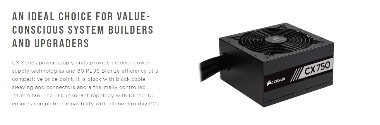 Nguồn Corsair CX750M 750W (80 Plus Bronze Semi Modul / Màu Đen ) giới thiệu