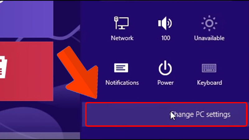 Chọn Change PC Setting