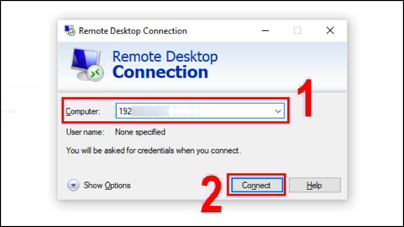Mở Remote Desktop Connection