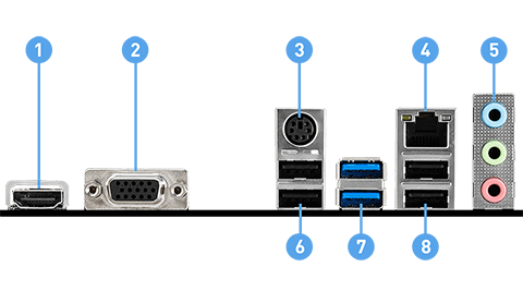 MSI H510M-A PRO back panel ports
