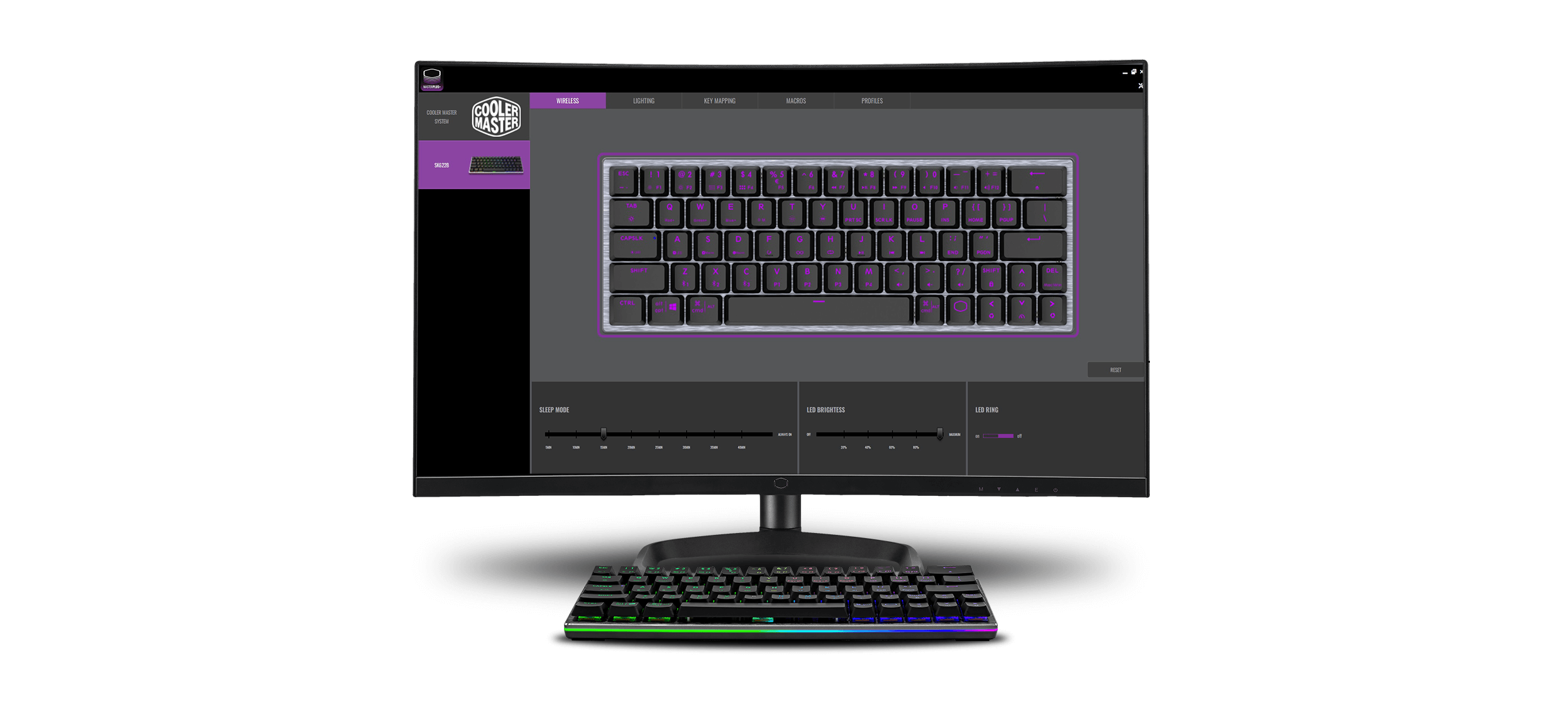 Bàn phím Cooler Master SK622 White (Bluetooth/Wireless/USB/RGB/Red sw) có thể tuỳ chỉnh bằng phần mềm tiện lợi