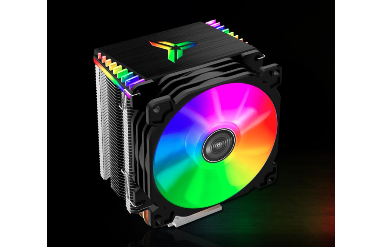 Tản nhiệt khí Jonsbo CR-1400 với phần nắp phía trên có logo trang bị đèn ARGB khi kết hợp với hiệu ứng chuyển động của quạt sẽ đem lại hiệu ứng bắt mắt.