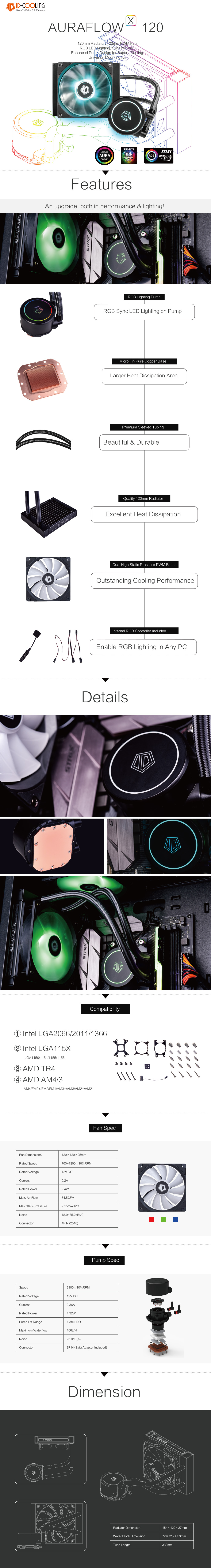 Giới thiệu Tản nhiệt nước ID Cooling AuraFlow X120 RGB