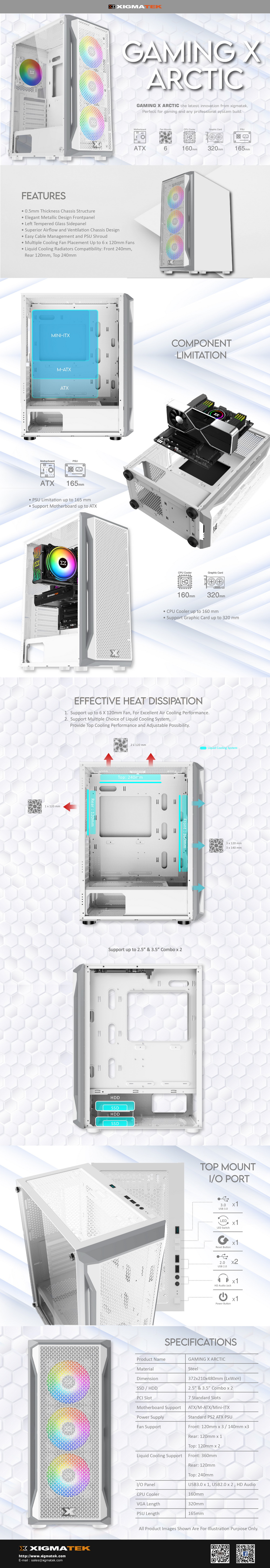 Vỏ Case Xigmatek GAMING X ARTIC 3FX (EN46720) (Mid Tower/ Màu Trắng) thông số