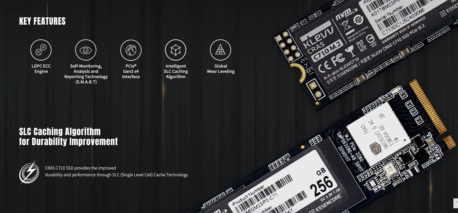 Klevv Cras C710 M2 2280 Nvme Pcie Gen3x4 Keys Feature