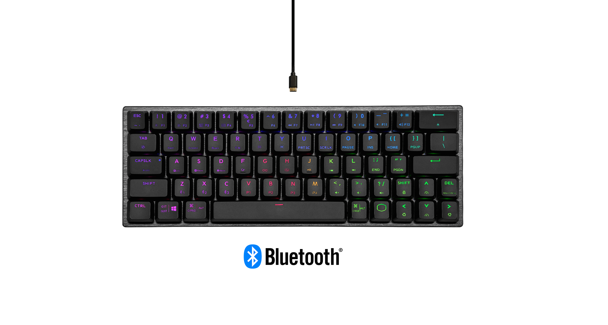 Bàn phím Cooler Master SK622 White (Bluetooth/Wireless/USB/RGB/Red sw) có thể sử dụng chức năng cắm dây và không dây