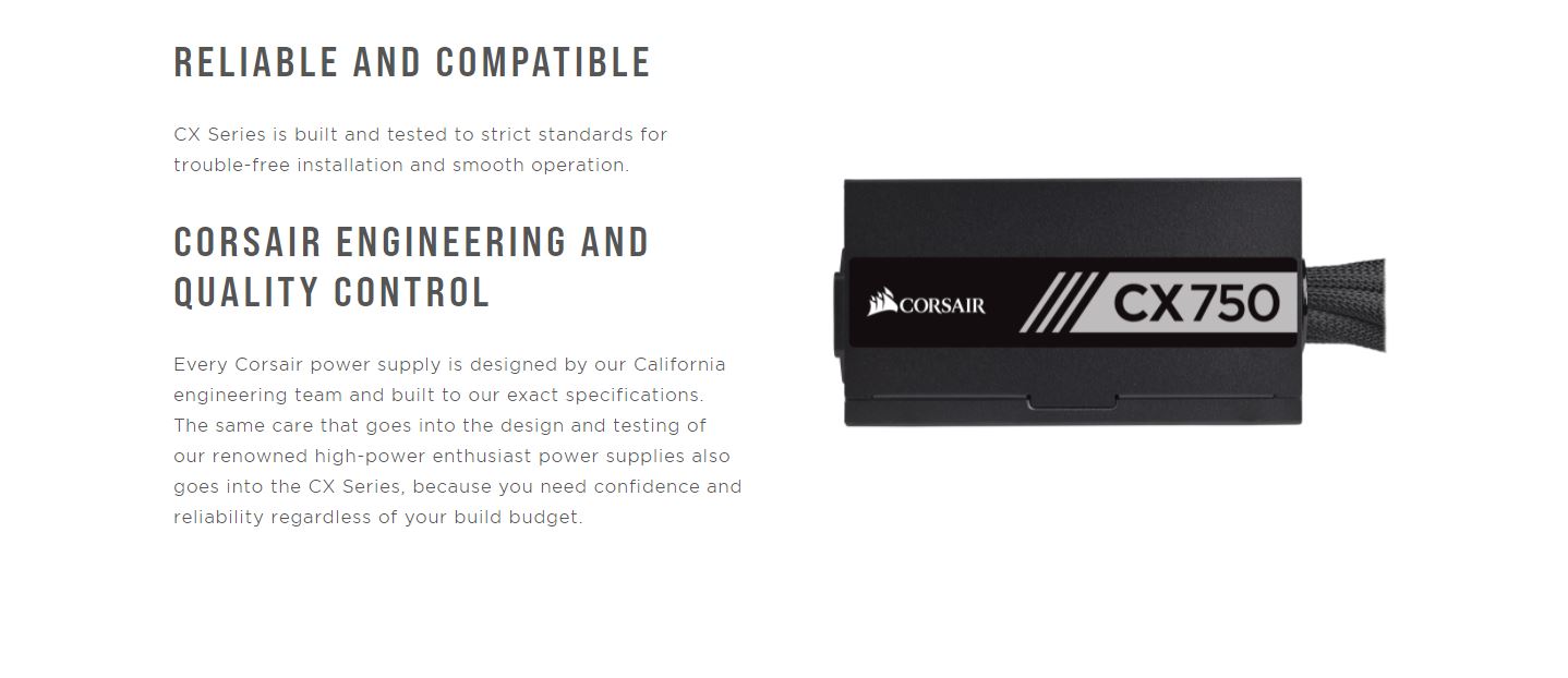 Nguồn Corsair CX750M 750W (80 Plus Bronze Semi Modul / Màu Đen ) giới thiệu 3