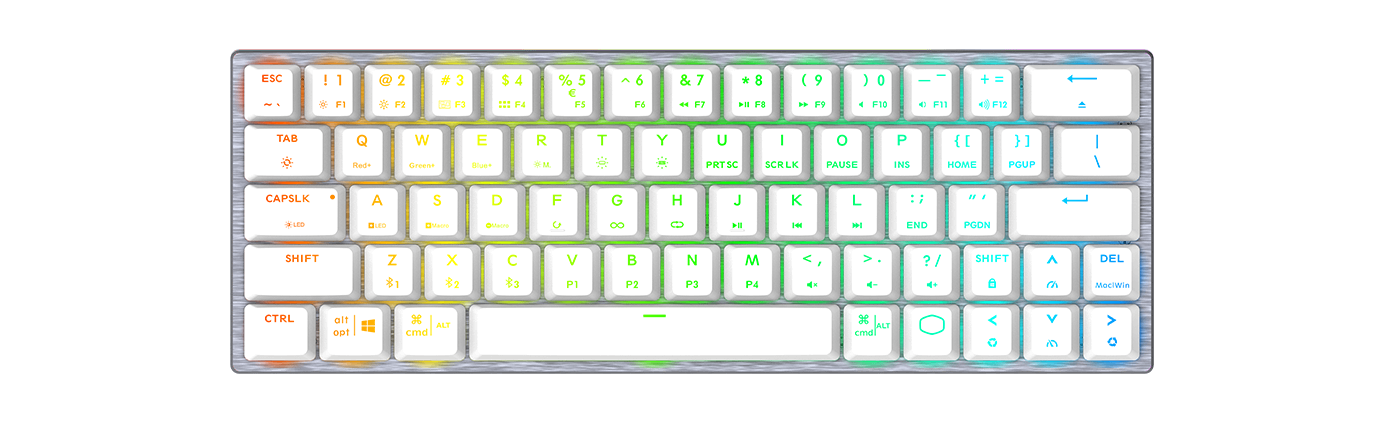 Bàn phím Cooler Master SK622 White (Bluetooth/Wireless/USB/RGB/Red sw) trang bị dải led RGB siêu đẹp