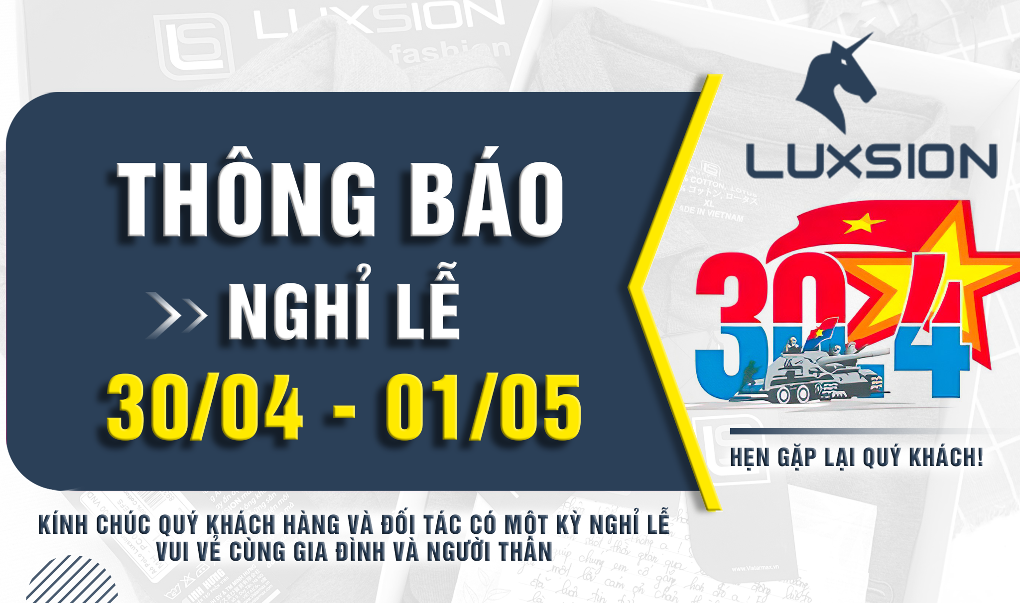 THÔNG BÁO LỊCH NGHỈ LỄ 30/4 - 1/5/ 2022