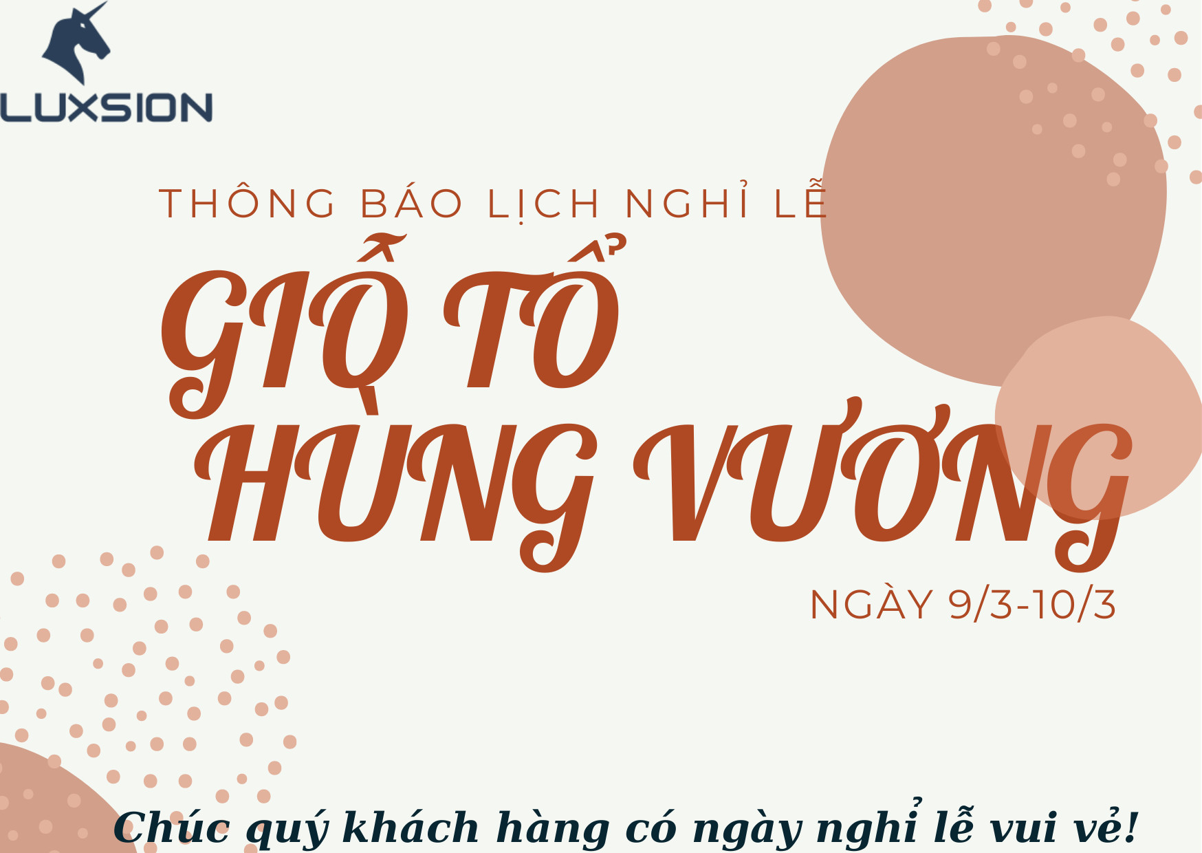 Thông báo lịch nghỉ lễ Giỗ tổ Hùng Vương