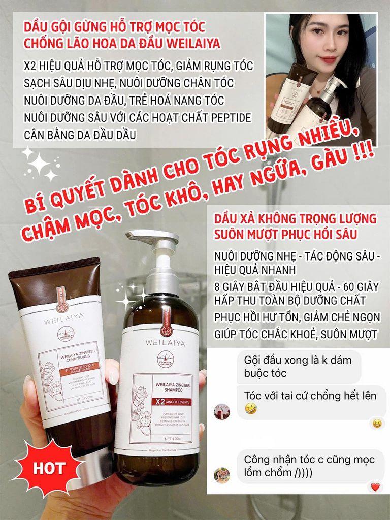 Tác dụng mọc tóc của dầu gội gừng Weilaiya