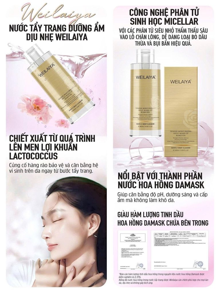 Nước tẩy trang Weilaiya tốt cho da hỗn hợp