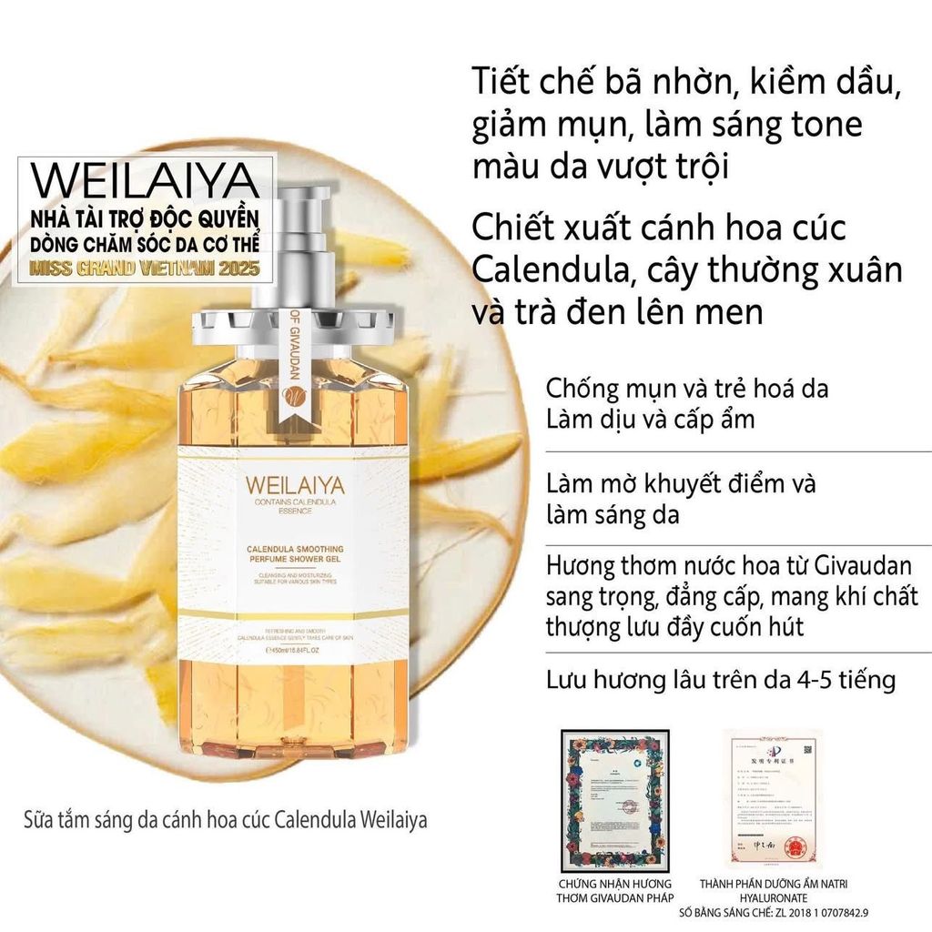 Sữa tắm hoa cúc Weilaiya chăm sóc dưỡng ẩm cho da thô ráp