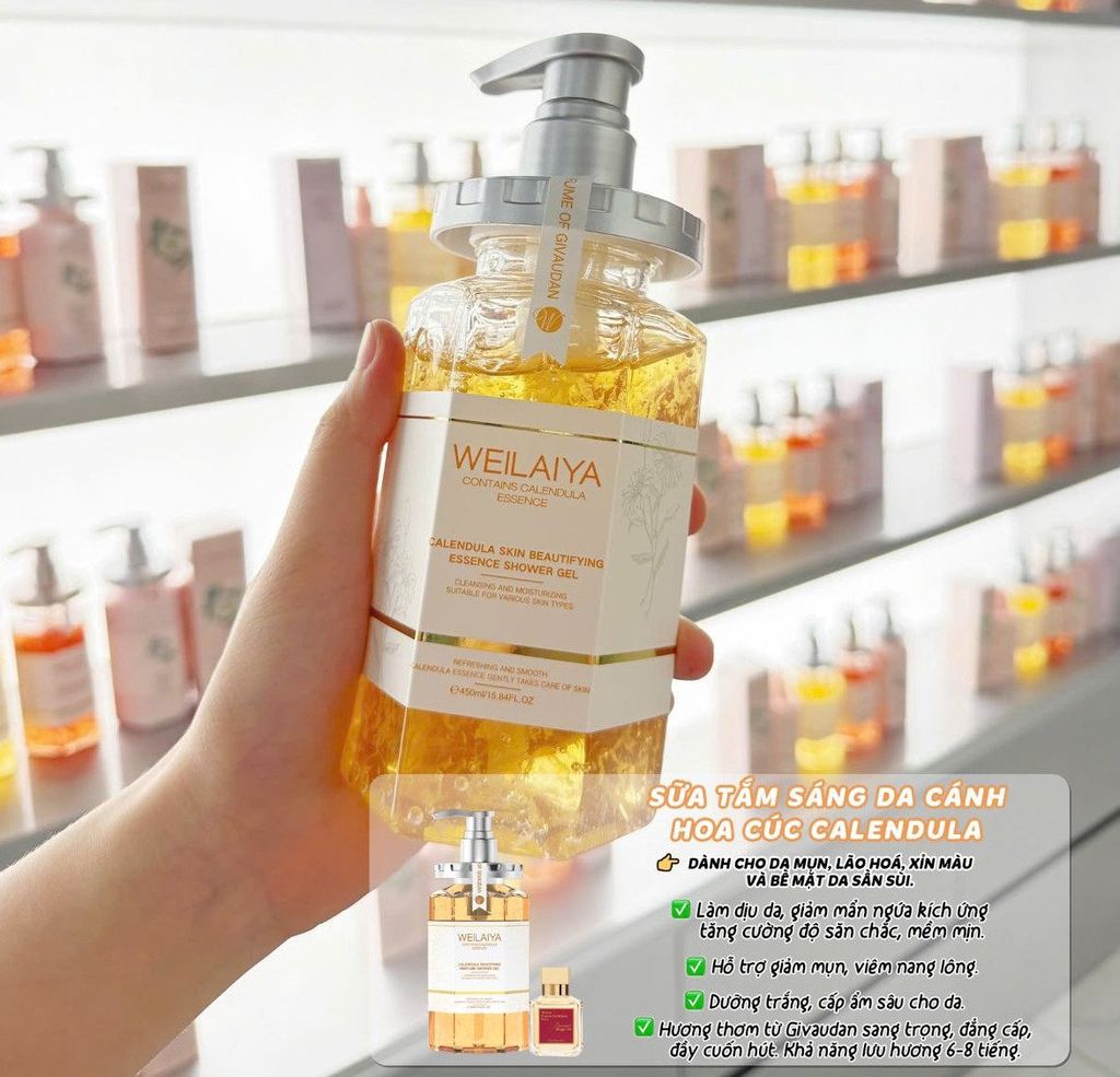 Review sữa tắm trắng da hoa cúc Weilaiya
