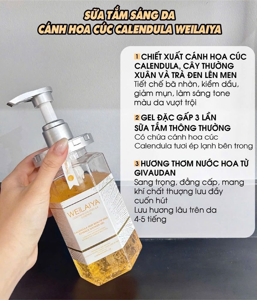 Công dụng vượt trội của sữa tắm sáng da cánh hoa cúc Weilaiya