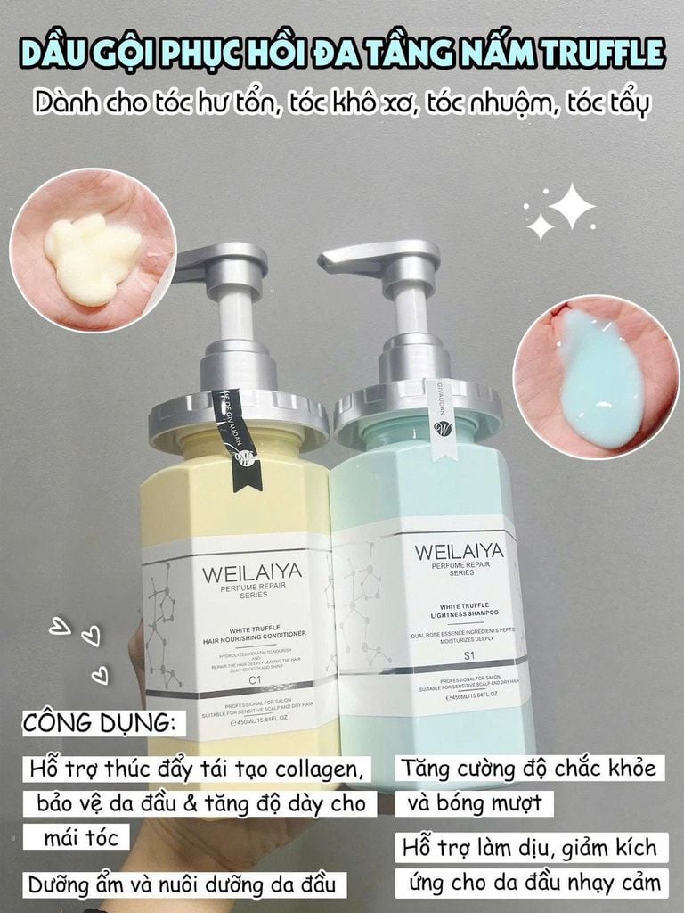 Dầu gội phục hồi đa tầng nấm Truffle Weilaiya tốt cho tóc khô xơ hư tổn